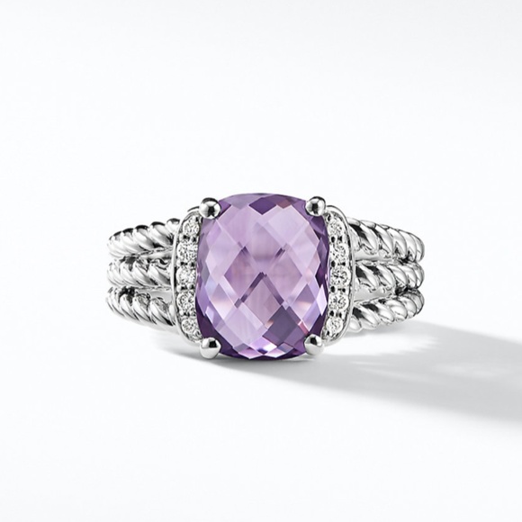 David Yurman Purple Amethyst Wheaton Petite Ring Size 7 - Picture 2 of 16